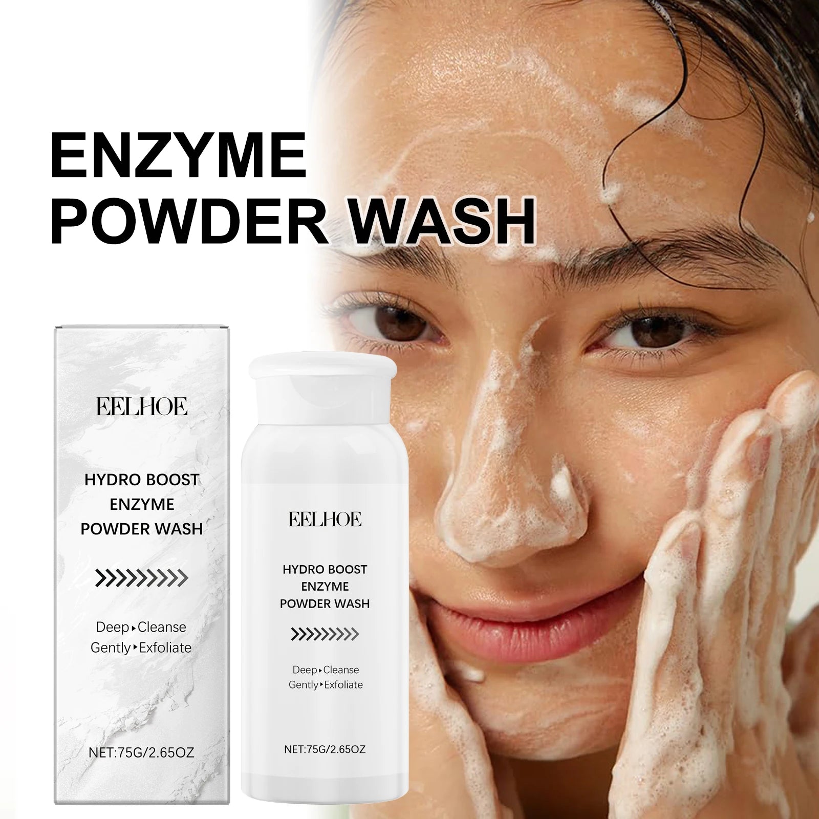 Enzyme Face Wash Powder 75g Gentle Exfoliating Cleanser for Sensitive Skin Removes Dirt Brightens Skin Travel Friendly Formula Halalzen