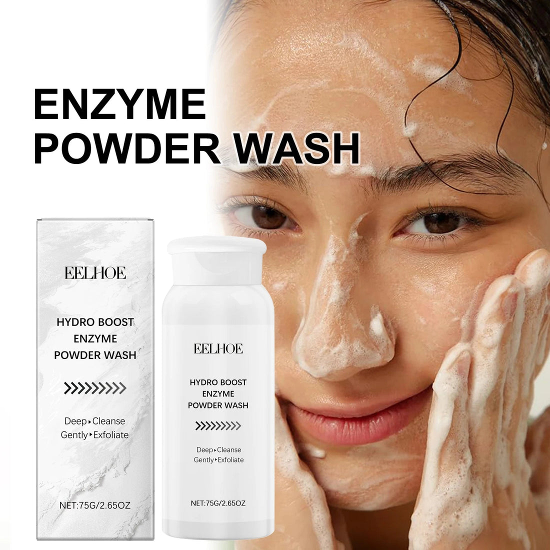 Enzyme Face Wash Powder 75g Gentle Exfoliating Cleanser for Sensitive Skin Removes Dirt Brightens Skin Travel Friendly Formula Halalzen