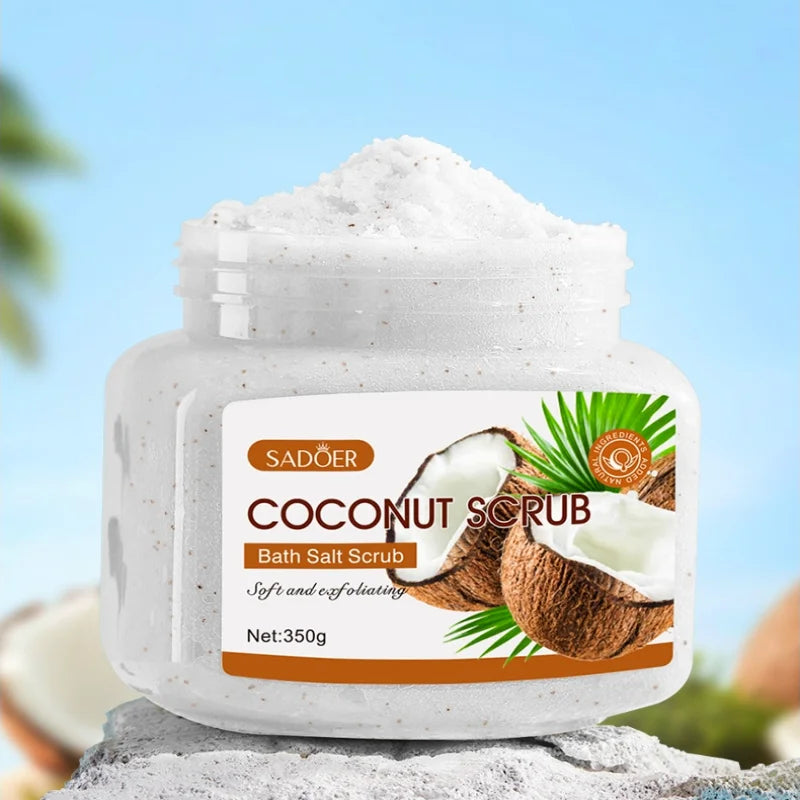 350g Coconut Scrub, Rich in Walnut Shell Powder, Glycerin, Coconut Extract and Other Skin Care Ingredients, Gentle and Fine Exfoliating Particles Deeply Cleanse the Skin, Remove Dirt, Physical Exfoliation, Refreshing and Puri Halalzen