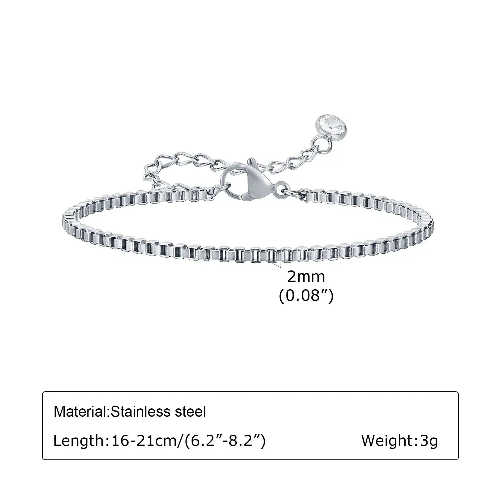 Women Chain Bracelet Silver Color, Stainless Steel Link Stackable Bracelets, Layered Fashion Accessories Gifts HALALZEN