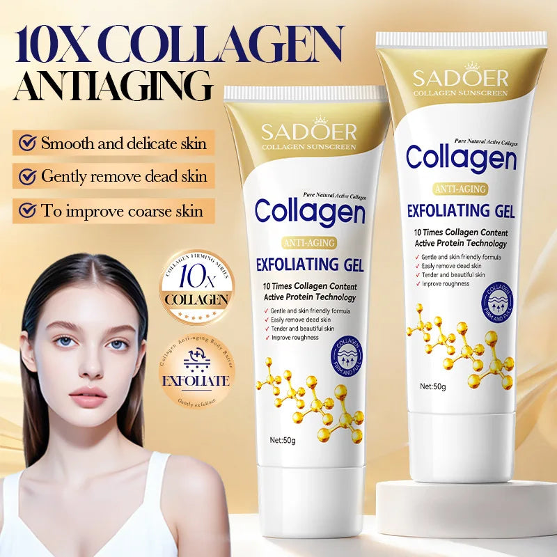 SADOER Collagen Exfoliating Face Gel Anti-Aging Creams Moisturizing Deep Cleansing Exfoliator Face Wash Facial Cleanser Halalzen