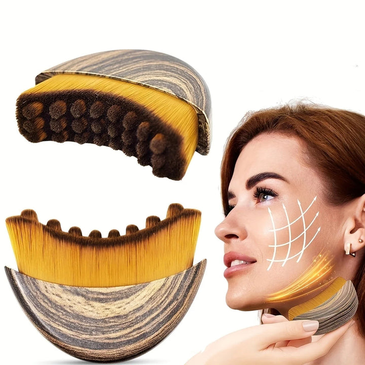 1/3 Pack Lymphatic Contour Facial Brush Gua Sha Eye and Neck Care Brush Lymphatic Contour Brush Crescent Brush Facial Brush Massage Care Brush Cleansing Brush HALALZEN