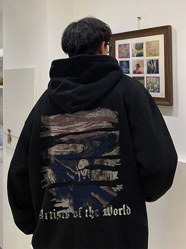 Autumn Goth Graphic Print Hooded Sweatshirts For Men Oversized Y2K Streetwear Hoodies New In Harajuku Fashion Pullover Hoodie