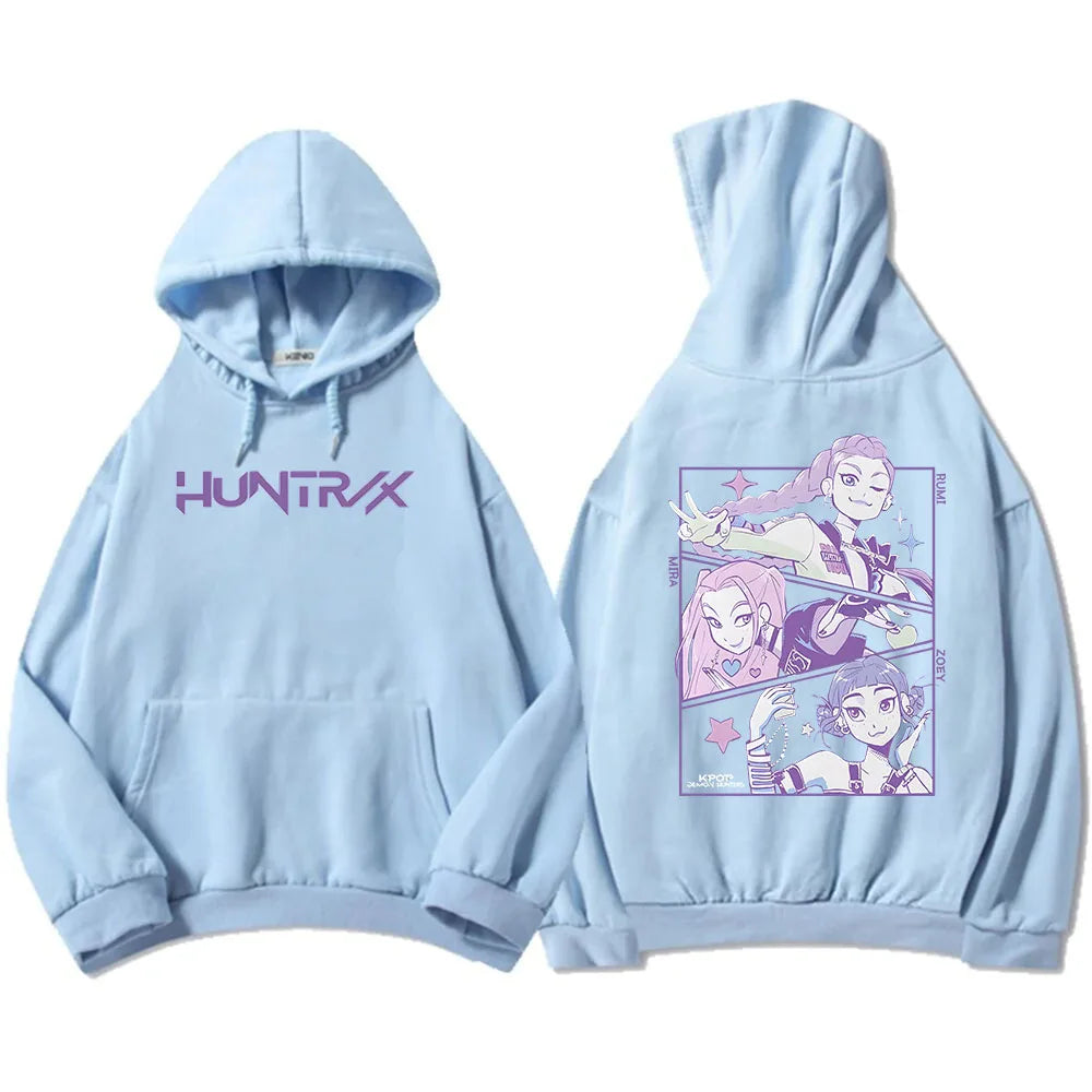 Men Women Hoodies KPop Demon Hunters Movie Graphic Sweatshirts Fleece Warm Hooded Pullovers 2025 Fashion Male Sudadera Print Top