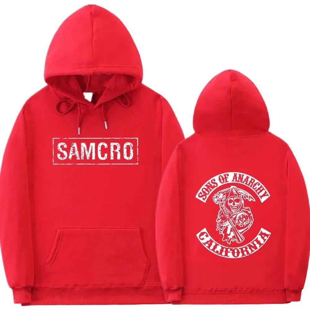 Double Sided Print Hoodie Sweatshirt Tops Sons of Anarchy SAMCRO  Men Womnen Fashion Brand Design Pullover Cotton Fleece Hoodies