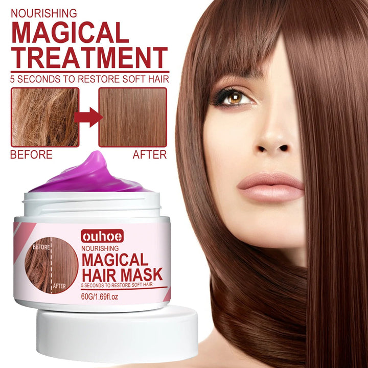 Magical Hair Mask 5 Seconds Repair Damage Frizzy Soft Smooth Shiny Hair Deep Moisturize Hair Treat Repair Hair Scalp Care 60g HALALZEN