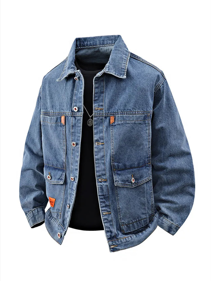 Autumn and Spring Fashion Trend Outdoor Sports Vintage Workwear Denim Jacket Men's Casual Loose Plus Size High Quality Outerwear