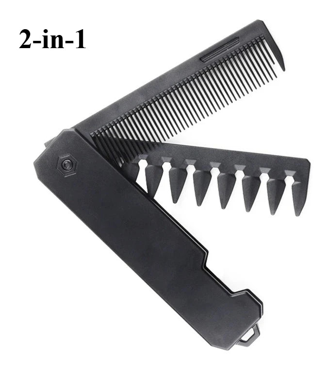 Multifuncional 3-in-1 Plastic Folding Pocket Combs Barber Men Oil Head Beard Combs Portable Wide Tooth Combs Hair Styling Tools Halalzen