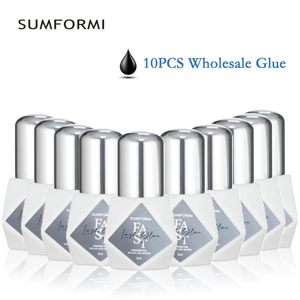 SUMFORMI 10PCS False Eyelash Extensions Glue 0.3S Fast Dry Waterproof Thin Lash Eyelashes Adhesive Bonder Wholesale Makeup Tools