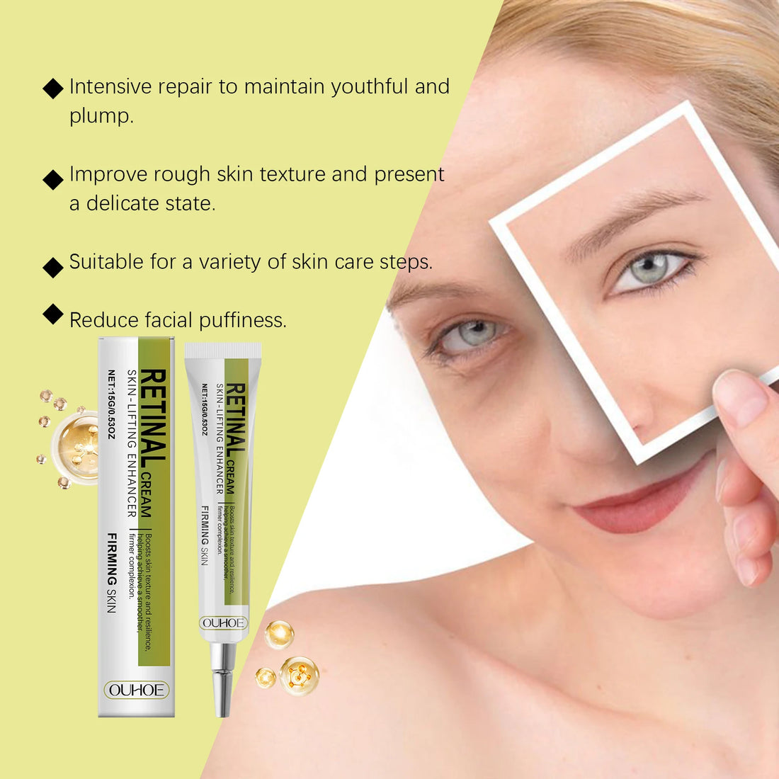 Retinol Tightening Face Cream Anti-Wrinkle Lifting Firming Night Cream Deep Hydrating Panthenol Moisturizer for Dry Mature Skin