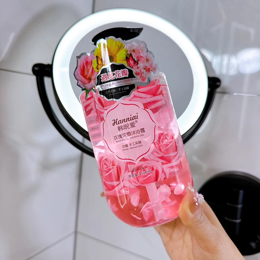 500ml Rose Extract Petal Essential Oil Shower Gel Deep Cleansing Long lasting Fragrance Moisturizing Aromatic Body Care Bath Halalzen