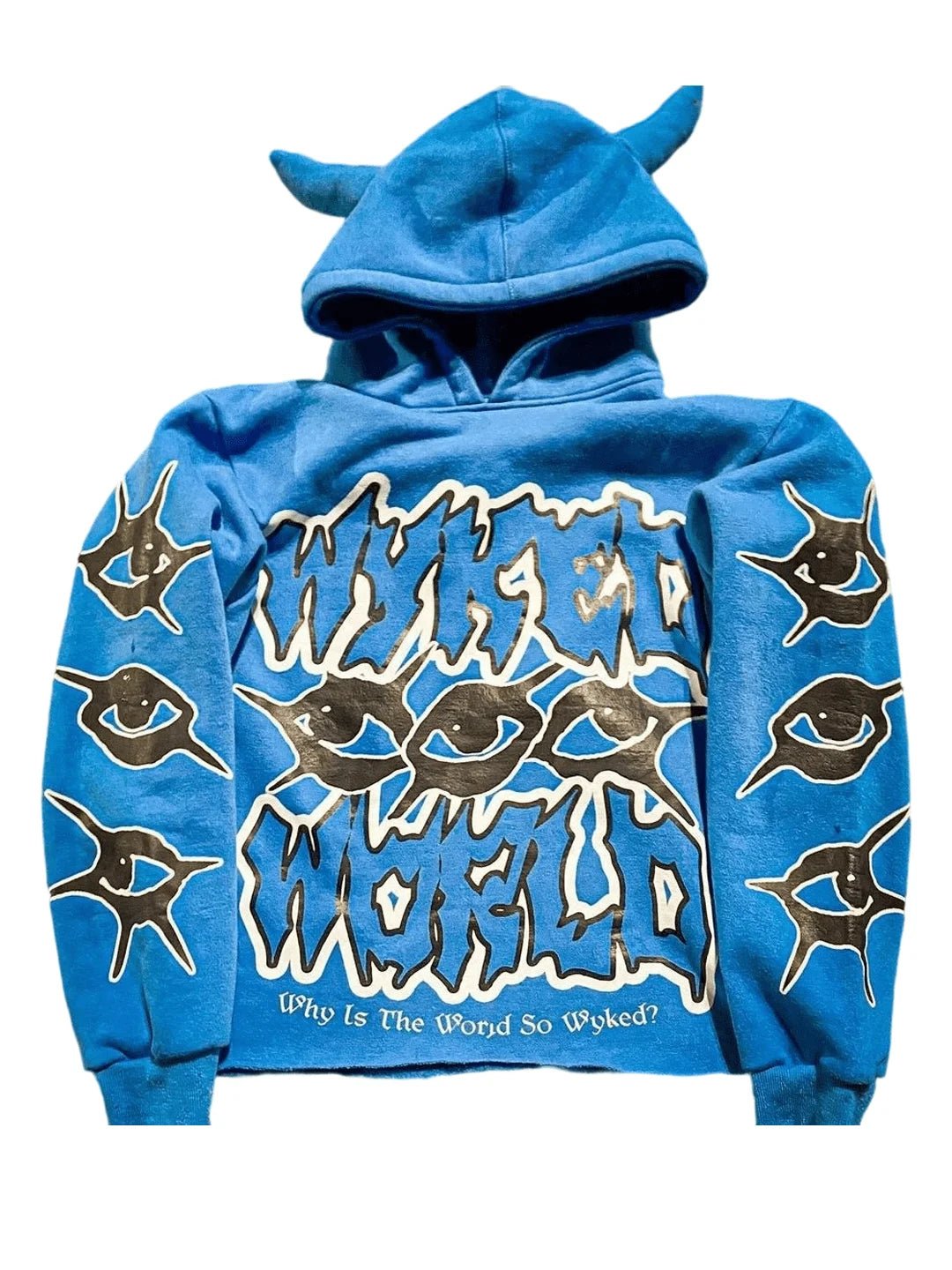 Harajuku Y2K Hoodie with Horn Hat for Men Funny Printed Casual Top