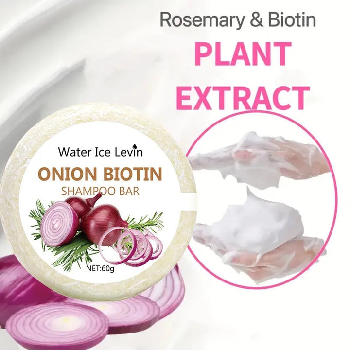 Onion and Biotin Shampoo Soap - 60g, Suitable for All Hair Types, Moisturizing and Smoothing, Rich in Rosemary Extract Halalzen