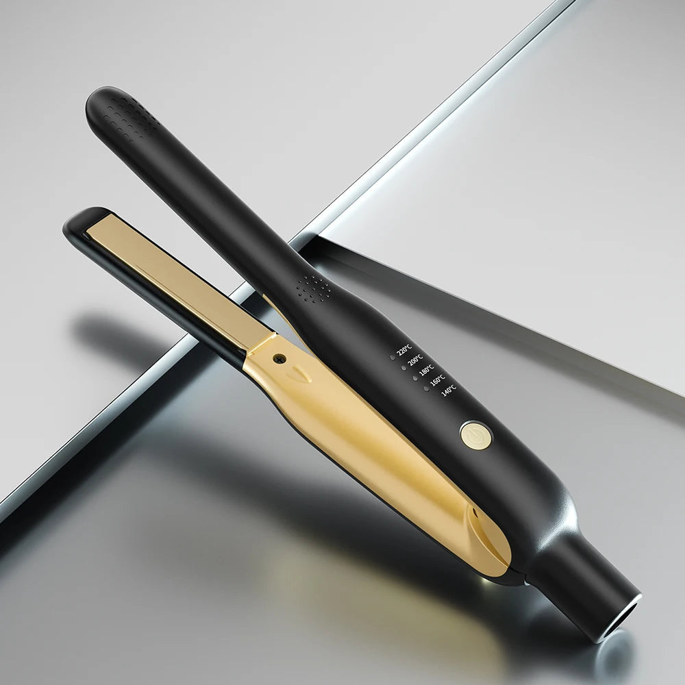 2-in-1 Mini Hair Straightener & Curler - Ceramic Fast Heating 140-220°C - Portable Flat Iron for Short Hair Travel Styling Halalzen
