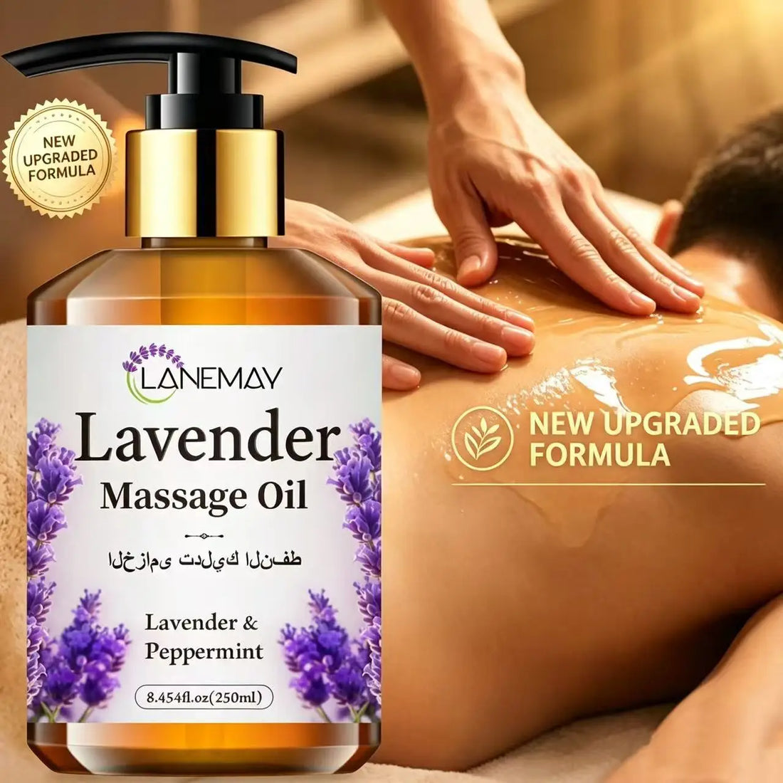 New Upgraded Premium Lavender & Peppermint Massage Oil, Paraben-Free, Moisturizing Body Care, Soothes & Softens Skin