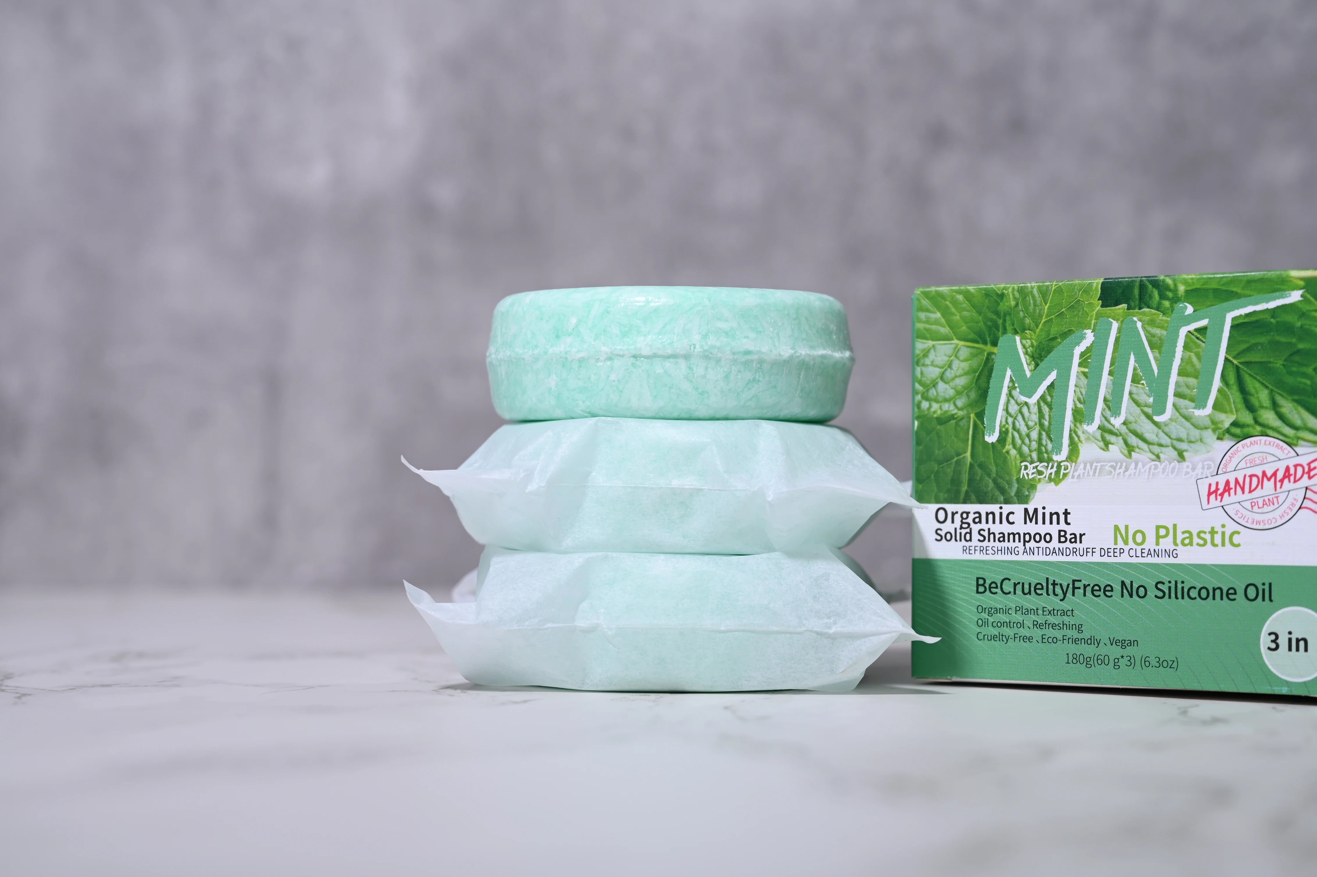 60g *3 in 1 Mint Shampoo Handmade Soap for Oil Control Dandruff Removal Balance Water and Oil Halalzen