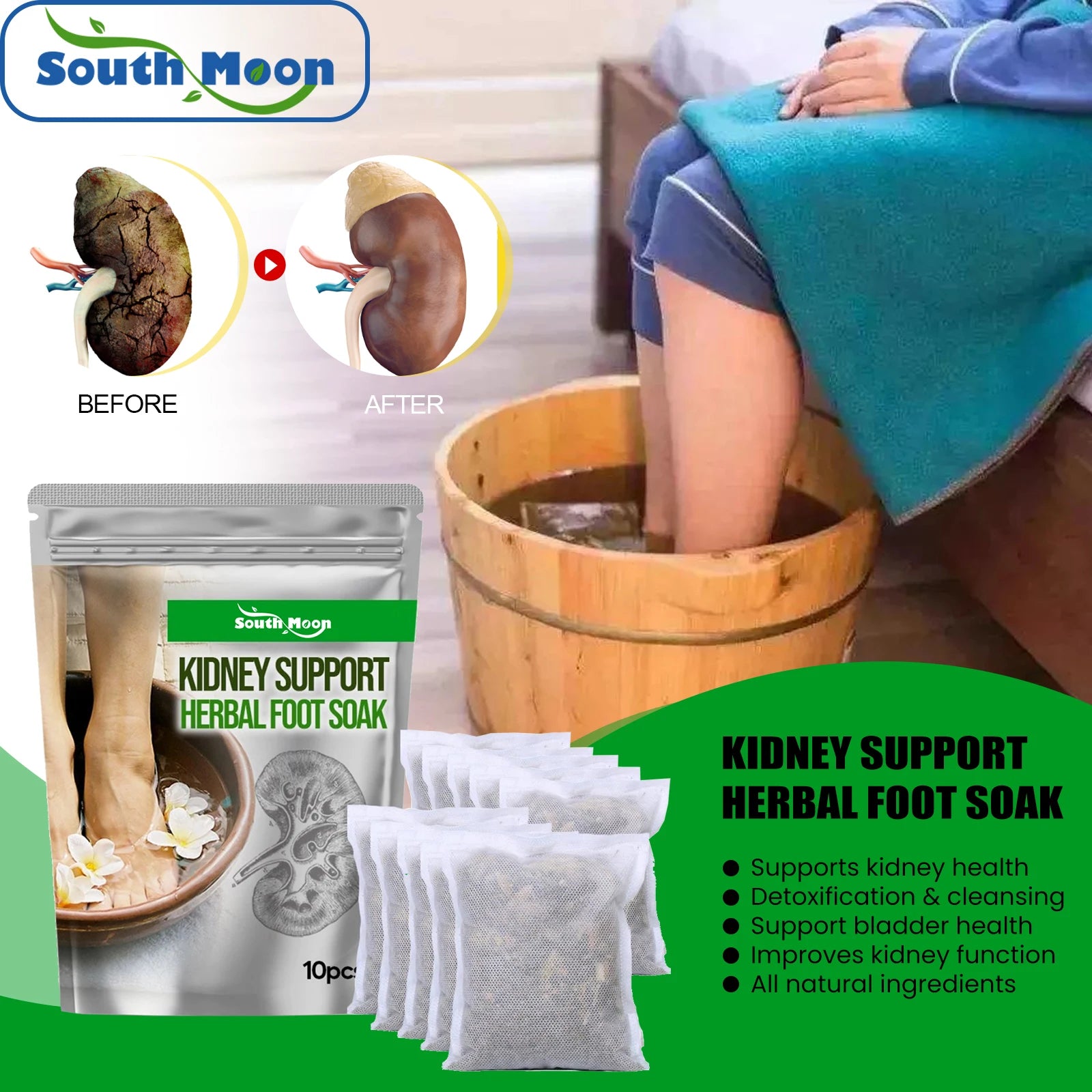 Kidney Disease Foot Soak Herbal Essence Gentle Cleansing Detoxifying Purifying Nourishing Foot Care for Sleep and Body Care