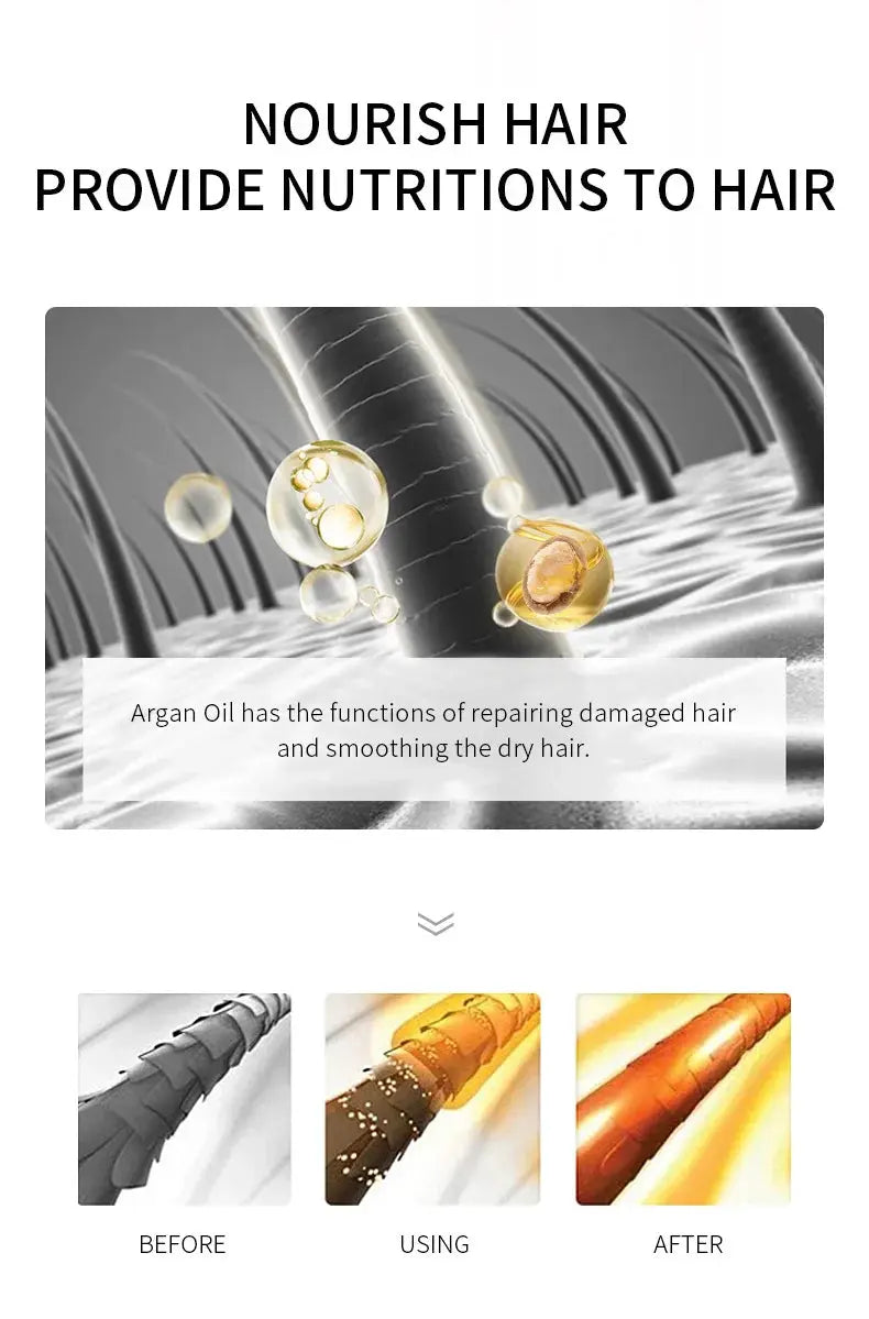 Laikou Argan Hair Oil Essential Oil Natural Anti-hair Loss Prevent Hair Dry Soft Nourishing Frizz Damaged Repair Care 60ml Halalzen