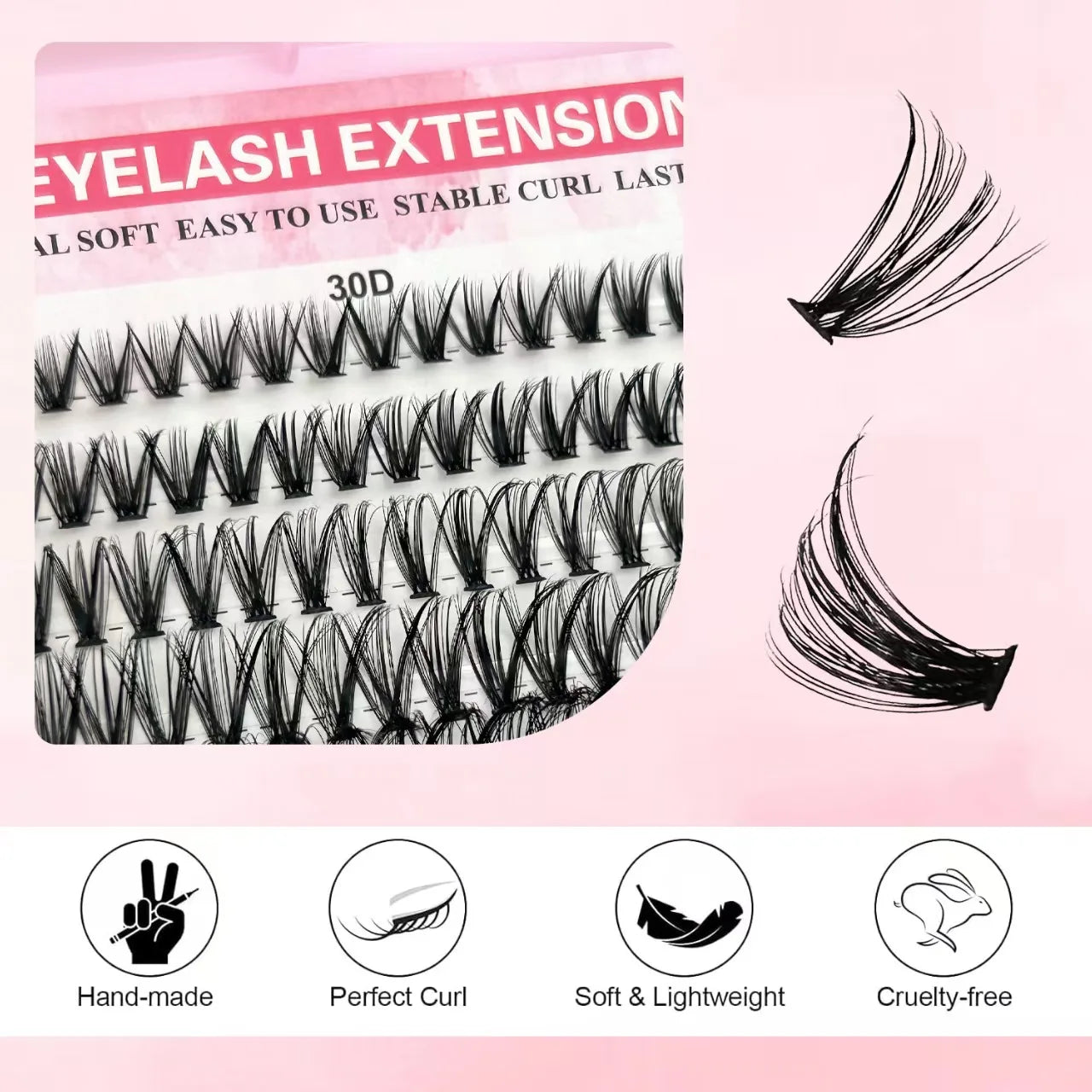 QIUNING Eyelash Clusters Kit Fluffy Individual Lashes Lash Bond and Seal and Remover Faux Mink Lashes Eyelash Extension DIY Halalzen