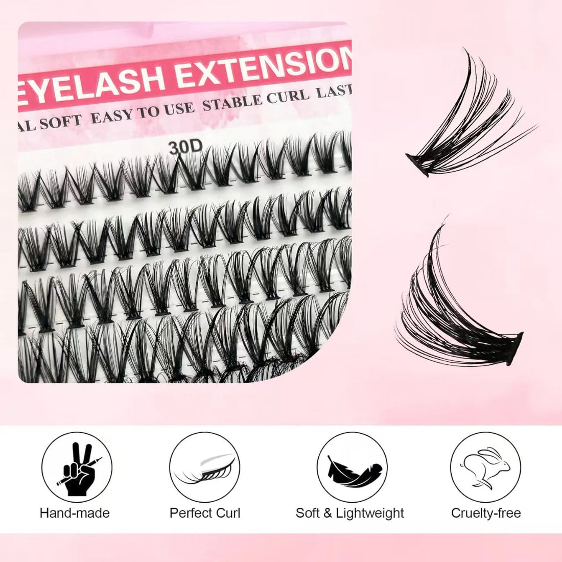 QIUNING Eyelash Clusters Kit Fluffy Individual Lashes Lash Bond and Seal and Remover Faux Mink Lashes Eyelash Extension DIY Halalzen