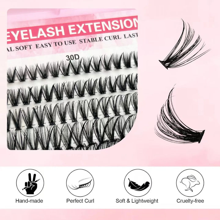 QIUNING Eyelash Clusters Kit Fluffy Individual Lashes Lash Bond and Seal and Remover Faux Mink Lashes Eyelash Extension DIY Halalzen