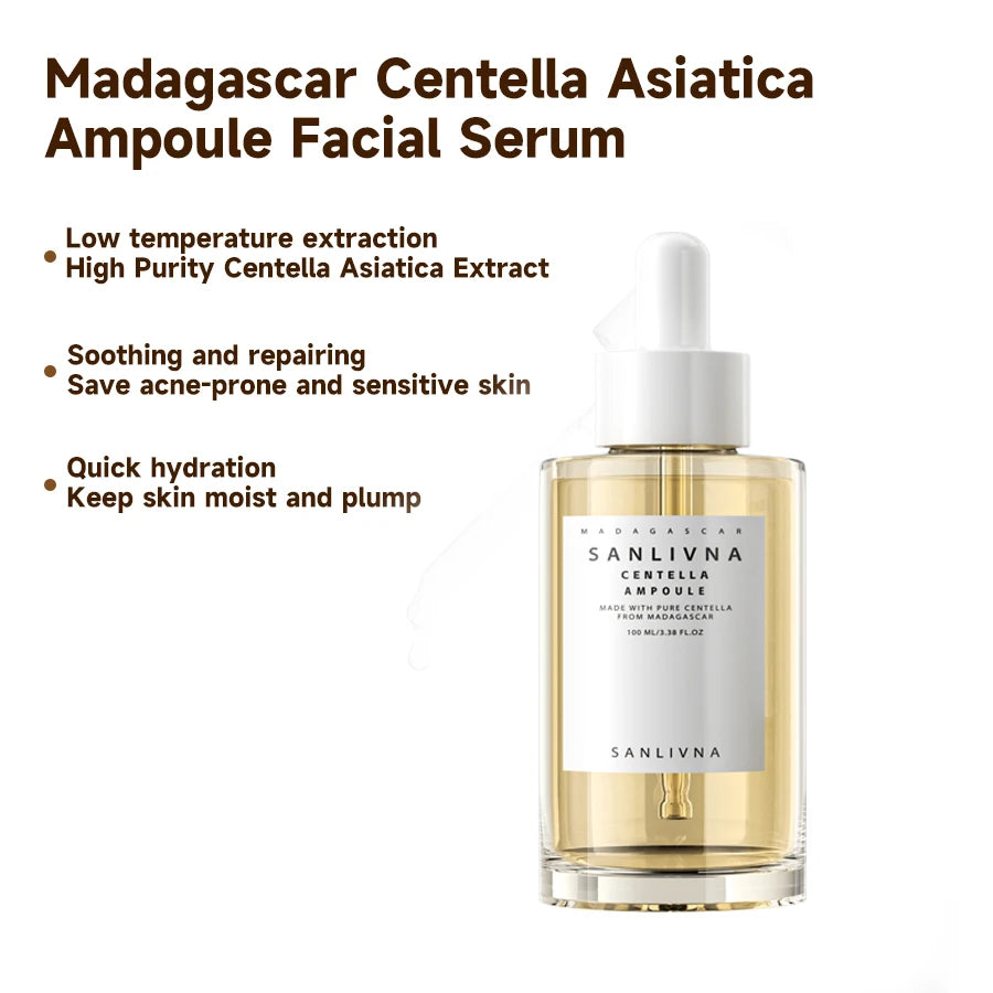 Madagascar Centella Asiatica Facial Serum Ampoule Moisturizing Skin Firming Korean Glass Skin Care for Prone And Sensitive Skin Halalzen