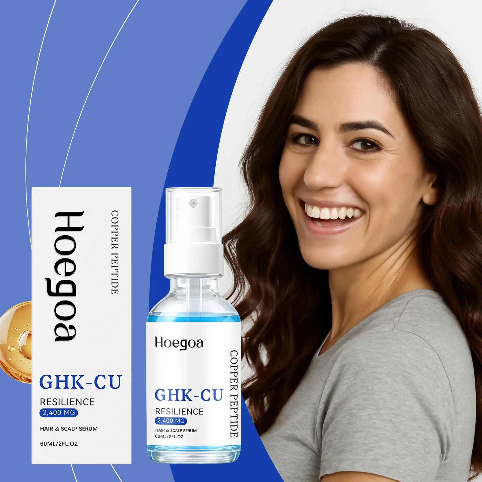 Ghk-Cu Copper Peptide Hair Serum For Hair Growth Strengthening Root Scalp Moisturizer Thicker Fuller Hair Anti Hair Loss Serum