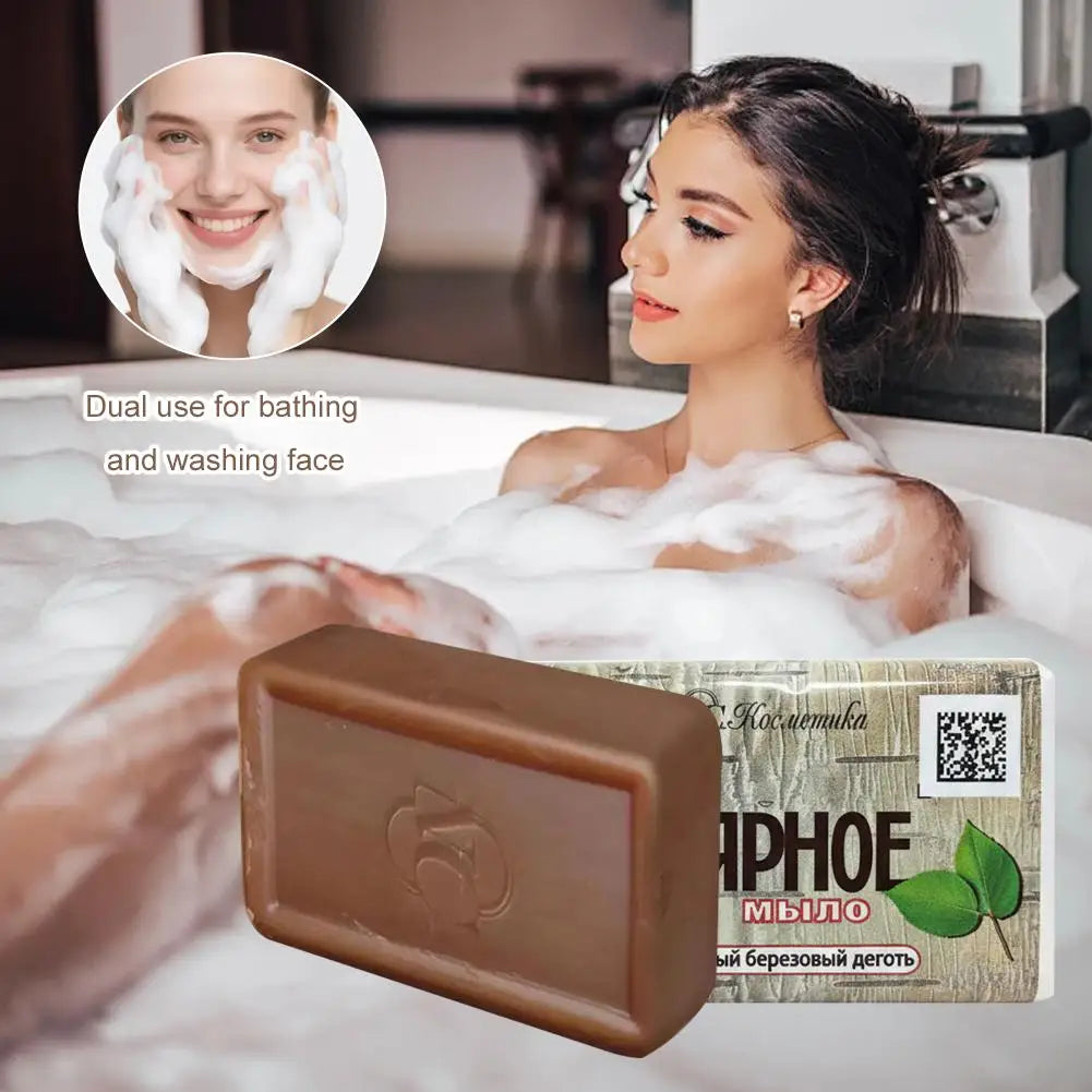 1/2/3PCS Russian Birch Tar Soap For Bathing, Facial Cleansing And General Washing Deeply Cleanses Pores & Helps Soothe Blemishes
