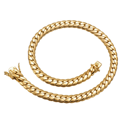Hip Hop Bling 18K Gold-plated Cuban Link Chain Necklaces Tank Chain Men's Whip Chain Necklace Men Rapper Jewelry