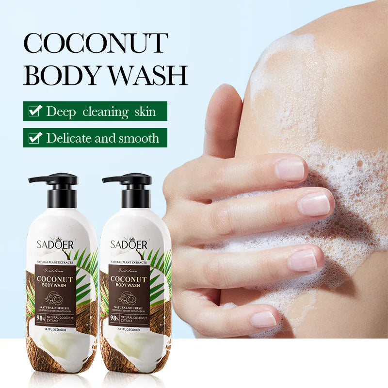 400ml of Gentle Coconut Shower Gel, Rich in Coconut Extract, Coconutamide Mea and Other Ingredients, with a Rich Coconut Scent, Long-Lasting Fragrance after Use, Light Foam Like a Cloud, Both Dense and Delicate, It Can Moistu Halalzen