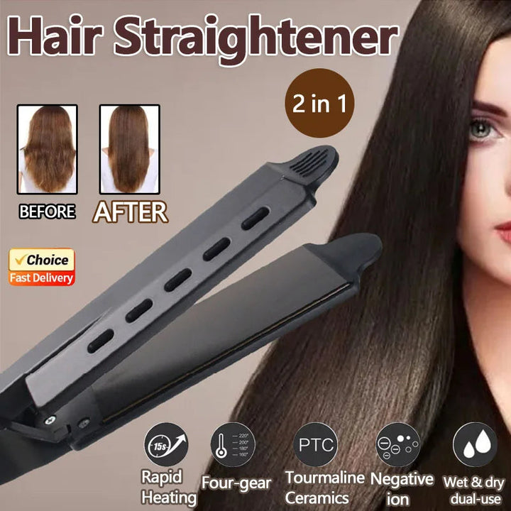 Dual Use Hair Straightener Curling Iron 4 Temperature Settings Portable Styling Tool for Straightening Curling Air Bangs Halalzen