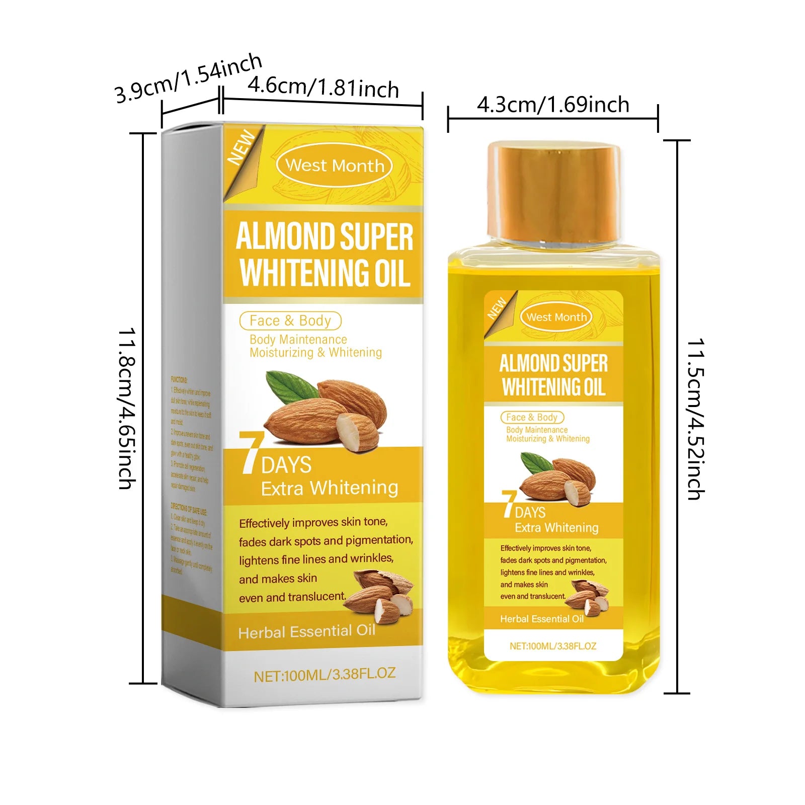 Sweet Almond Body Brightening Oil Brightening Deep Care Skin Softening&Firming Daily Moisturizing And Moisturizing Skin Body Oil