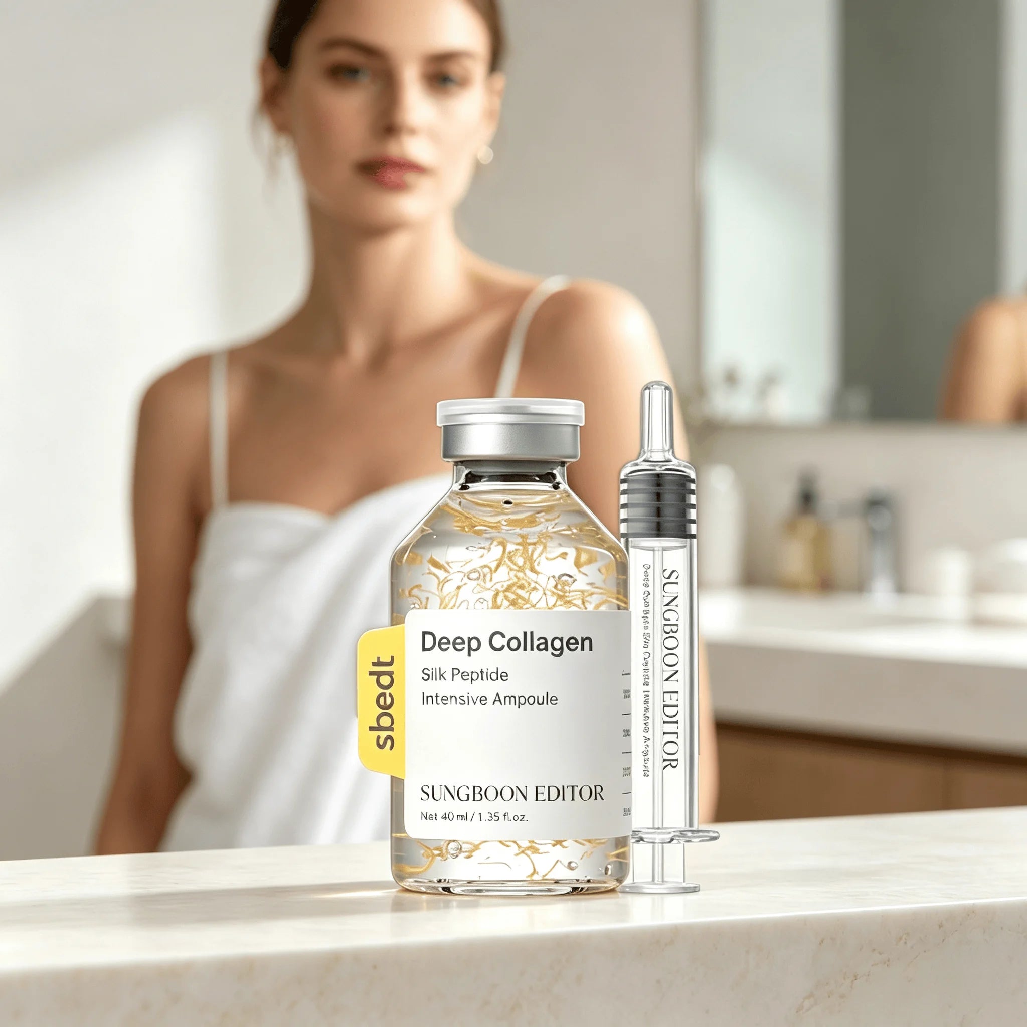 3pcs SUNGBOON EDITOR Glow Intensive Silk Peptide Ampoule, Copper Peptides Serum for Face with Collagen & Multi Peptides, Hydrating Korean Skincare Facial Serum for Smooth-Looking Skin, 1.35 fl oz