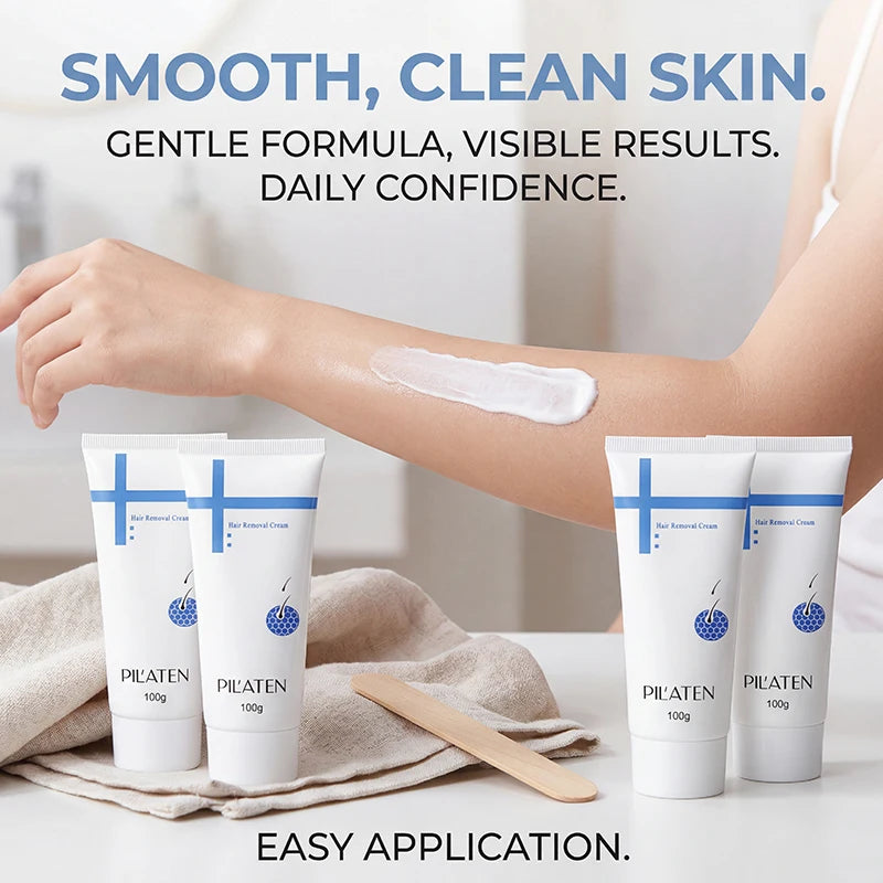 1/2/3/4PCS MILD HAIR REMOVAL CREAM, SMOOTH EASY SPREADING TEXTURE, FOR UNDERARM, ARM AND LEG HAIR CARE, SUITABLE FOR MEN AND WOMEN, EASY SIMPLE OPERATION, DAILY TREATMENT FOR UNWANTED BODY HAIR, 100G TUBE PACKAGING