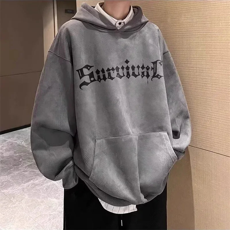 Autumn Gothic Spider Printed Hooded Sweatshirts Hombre Harajuku Streetwear Graphic Suede Hoodies Aesthetic Oversized Y2K Hoody