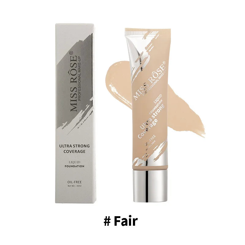 MISS ROSE Flat Tube Liquid Foundation Not Easy Fade, Moisturizing Foundation Cream Suitable For All Skin Tones Daily Face Makeup