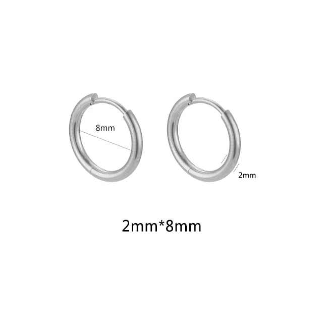 6pcs Stainless Steel Hoop Earrings Women Earrings Men Punk Hiphop Bijoux Gift Fashion Plated 18K Gold Jewelry Piercing Accessory
