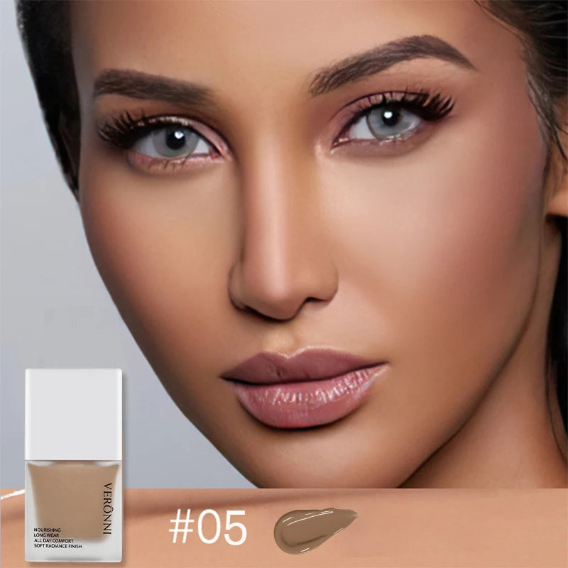 VERONNI Liquid Foundation Cream for Face 10ml High Coverage Makeup Base Sunscreen SPF30 Waterproof Concealer Makeup Foundation Halalzen