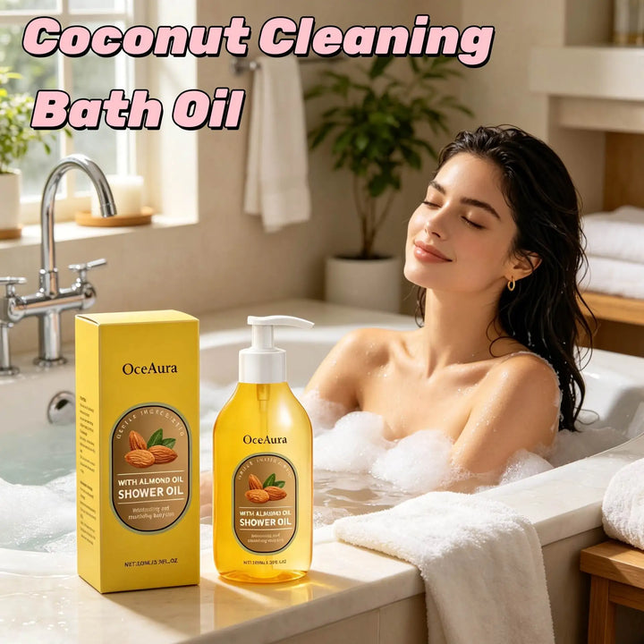 Coconut Oil Shower Oil Gentle Amino Acid Body Wash Hydrating Brightening Glowing Skin Cruelty Free Spa Bubble Bath Massage Oil