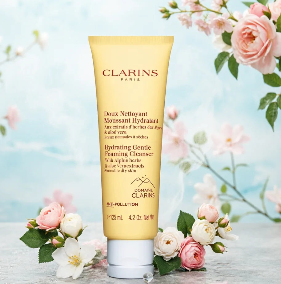 Clarins Gentle Foaming Cleanser 125ml for Normal to Dry Skin Cottonseed Hydrating Face Wash Soap Free Made in France Halalzen