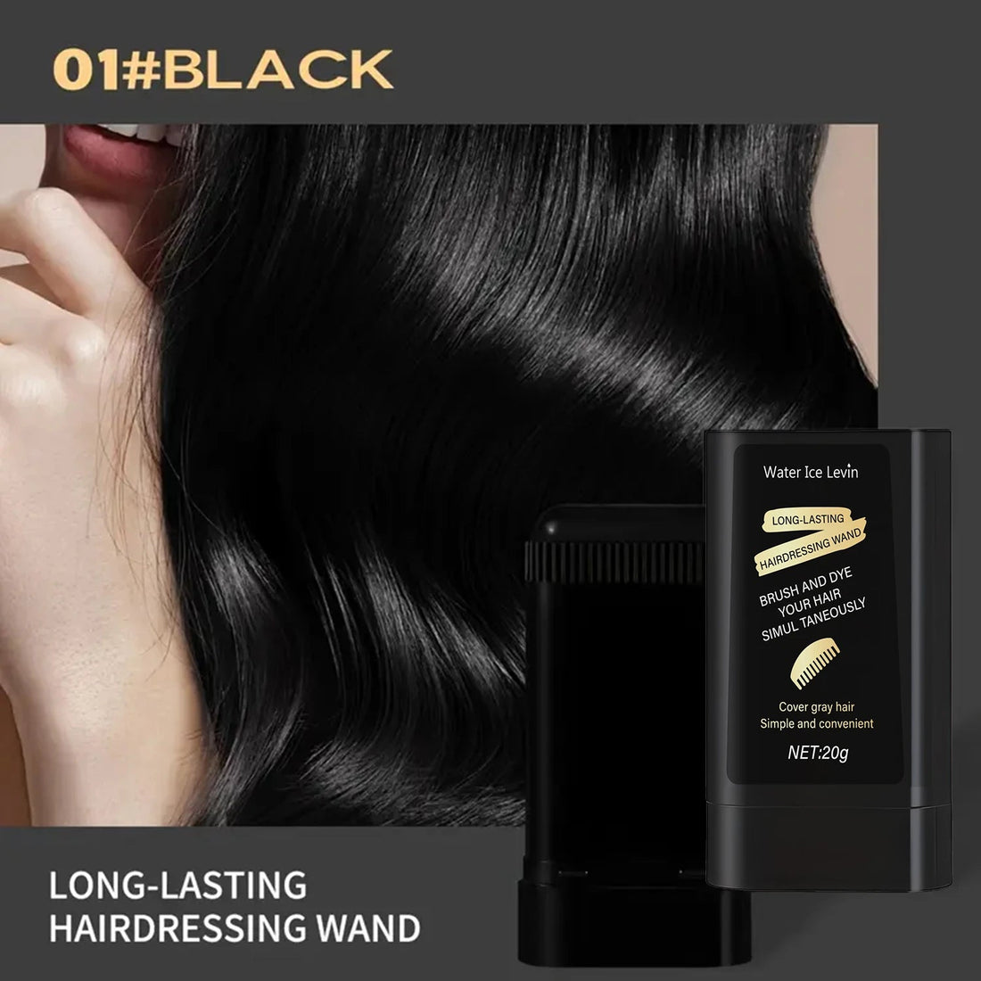 Black Hair Color Cream Is Easy to Clean, Long-Lasting and Fast, Suitable for Temporary Hair Dyeing, Disposable Washable Hair Dyeing Stick, Easy to Apply and Rinse Halalzen