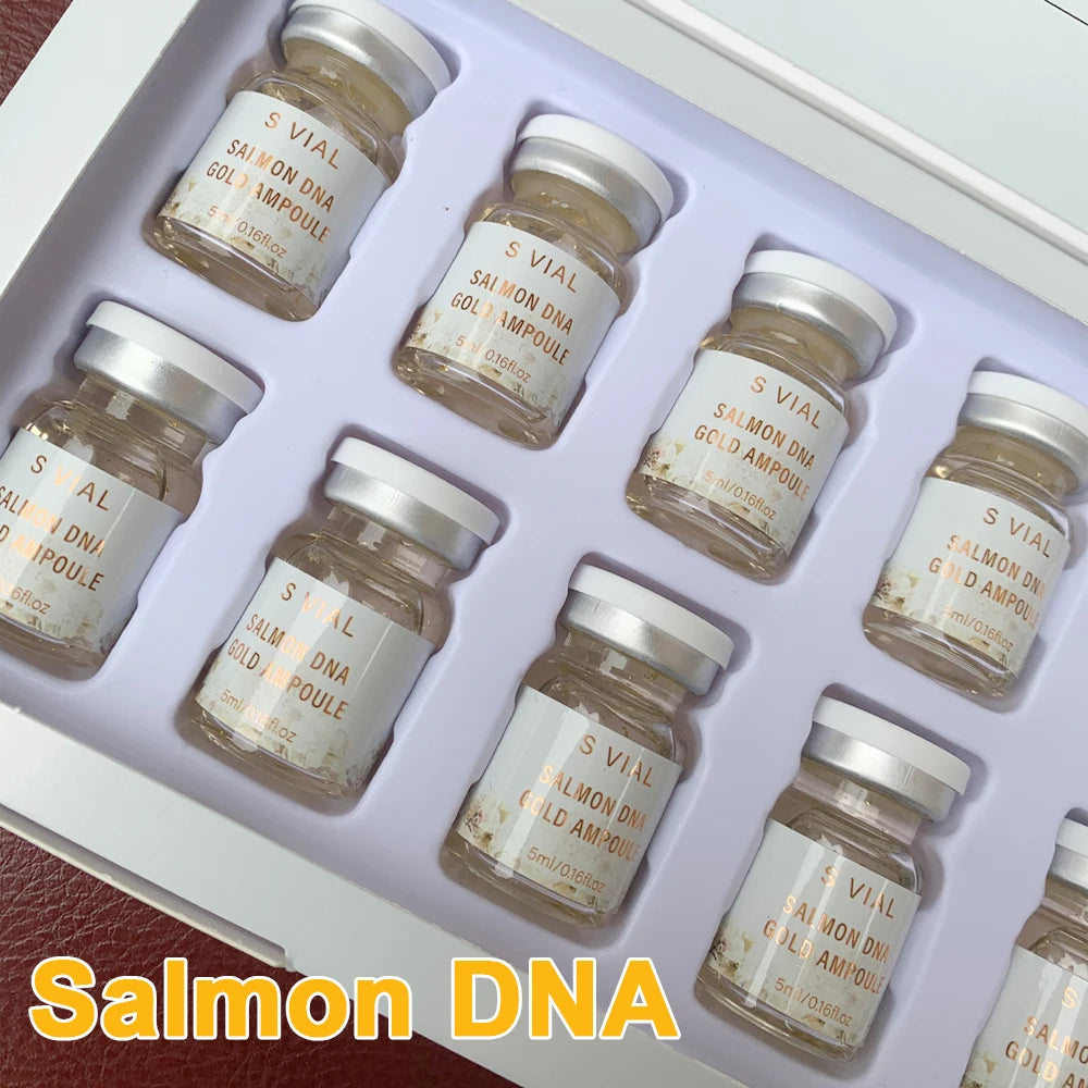 10pcs Salmon DNA PDRN Ampoule Skin Booster Serum Kit Facial Skin Whitening Moisturizing For 0.3mm Microneedle Serum
