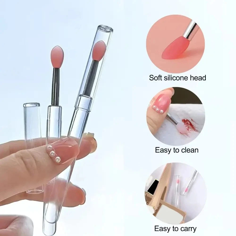 Silicone Lip Brush With Lid Mini Professional Portable Lip Mask Brush Lipstick Eyeshadow Brush Smudged Lipstick Brush