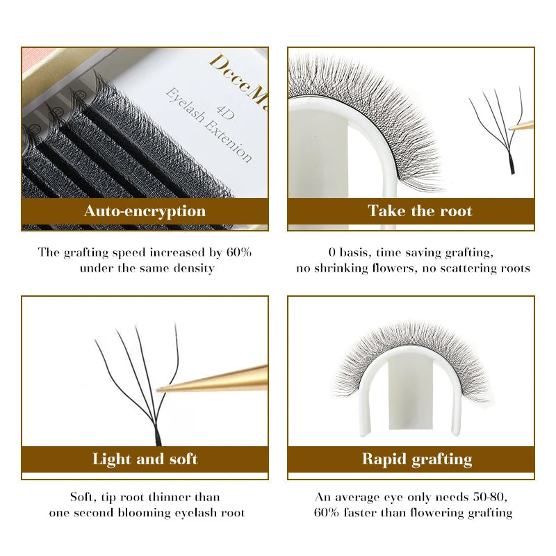 DeceMars 4D - W Shaped Eyelash Extension (12line/Tray) for Makeup Halalzen