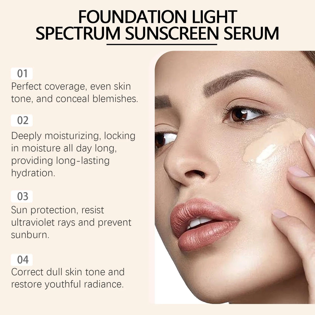 4-in-1 Liquid Foundation Spf 50+ Magic Color Changing Matte Long-Lasting Waterproof Sweating Moisturizing Coverage Makeup Base Halalzen