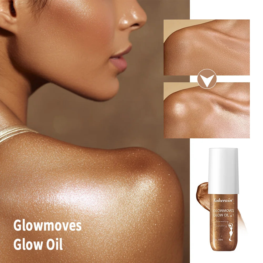 Lakerain 100ml Glowmoves Glow Oil Long Lasting Smoothing Nourishing Deep Moisturizing Shimmering Non-greasy Body Care Glow Oil