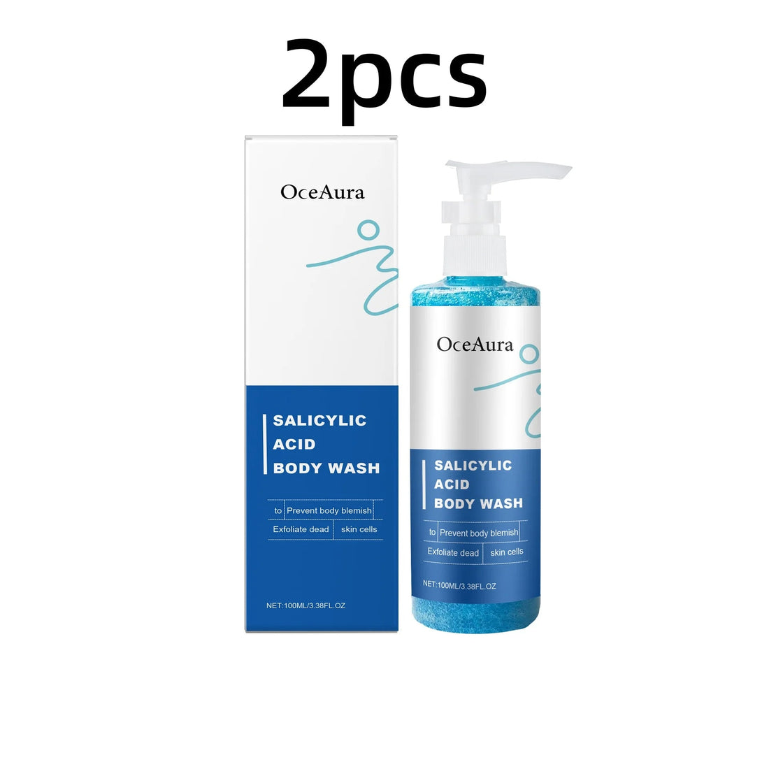 OceAura Salicylic Acid Shower Gel Professional Skin Cleaning Oil Control Smooth Body Blemish Remover Exfoliating Body Wash 100ml Halalzen
