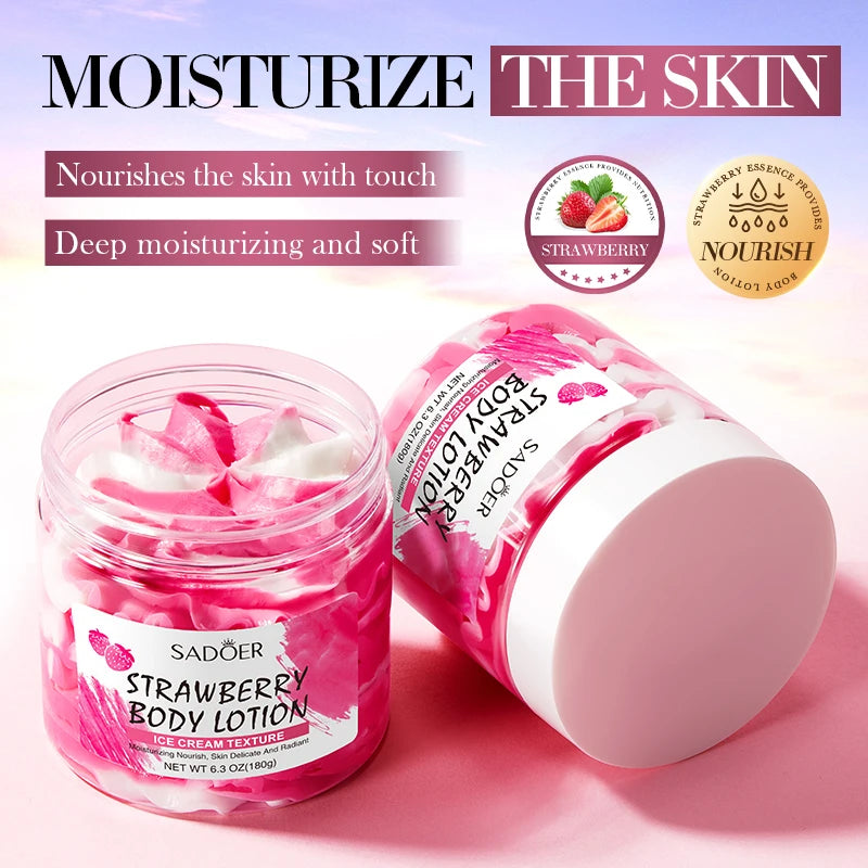 180g Strawberry Body Lotion, Containing Niacinamide, Strawberry Fruit Extract and Other Skin-Friendly Ingredients, Deeply Moisturizes, Locks in Skin Moisture, Improves Dryness, and Makes Skin Look Smooth and Delicate, Suitabl
