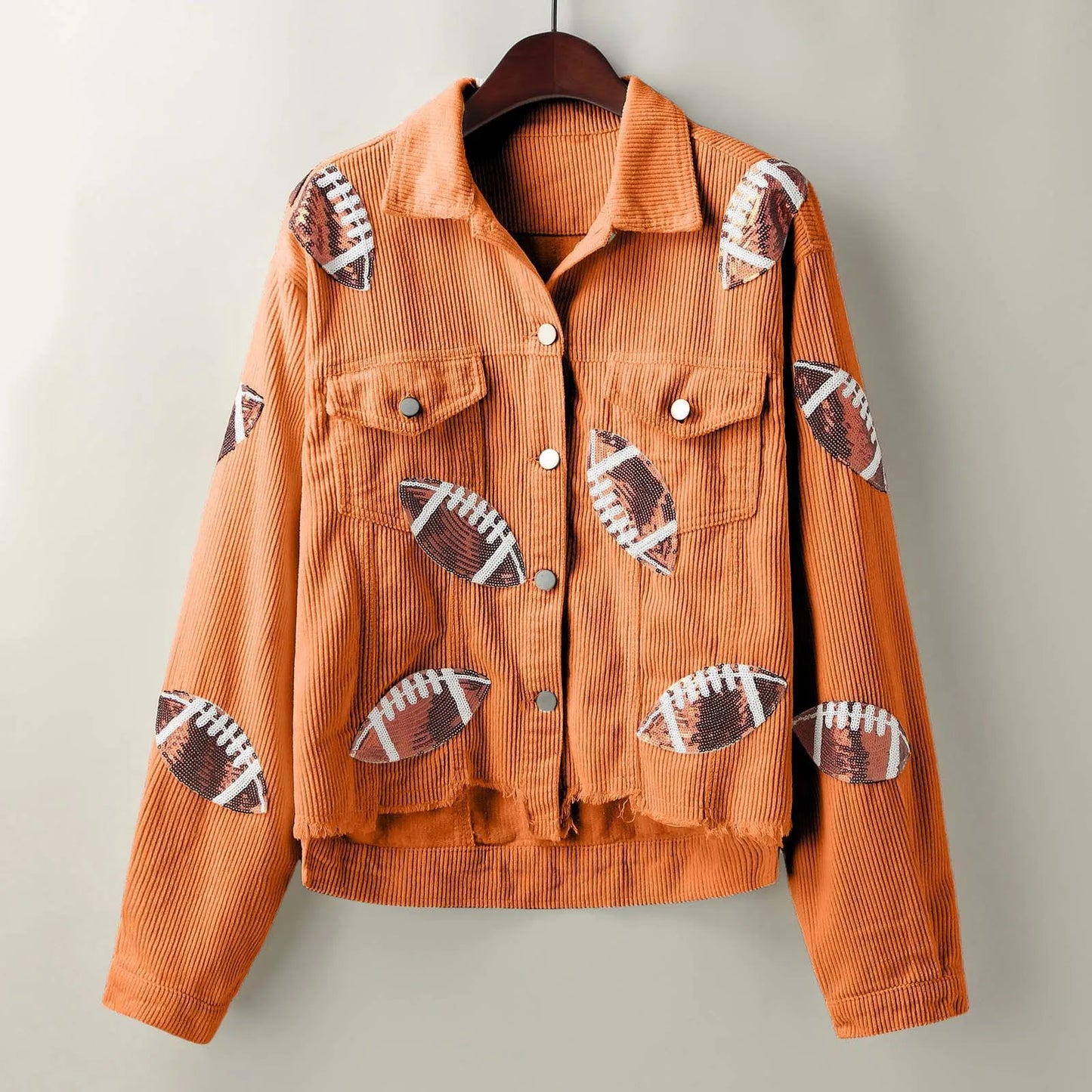 Womens Fall Winter Corduroy Football Sequin Jacket Slim Fit Baseball Casual Jacket Danger Days Button Up Shirts Outwears куртка
