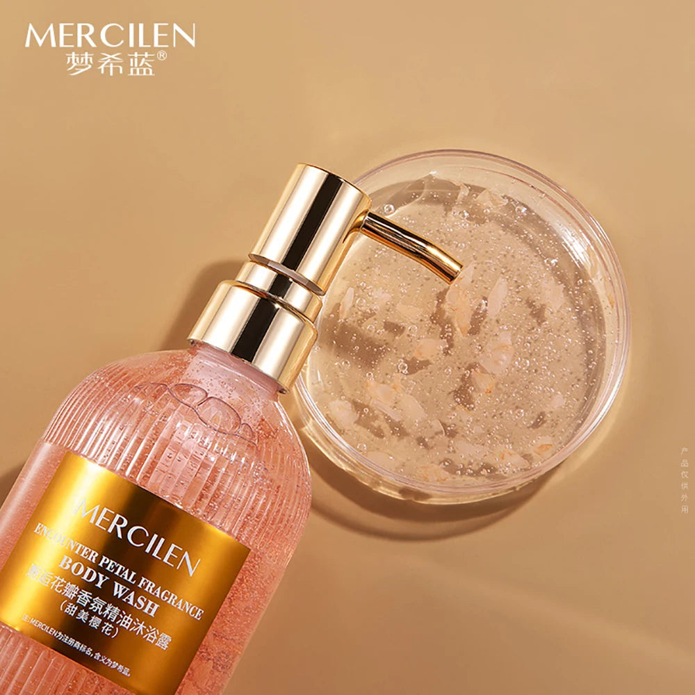 Cherry Blossom Jasmine Petal Essential Oil Shower Gel Deep Cleansing Long lasting Fragrance Moisturizing Aromatic Body Bath Halalzen